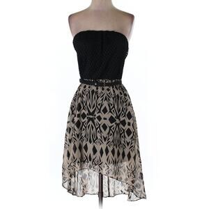 As U Wish highlow black patterned colorblock dress